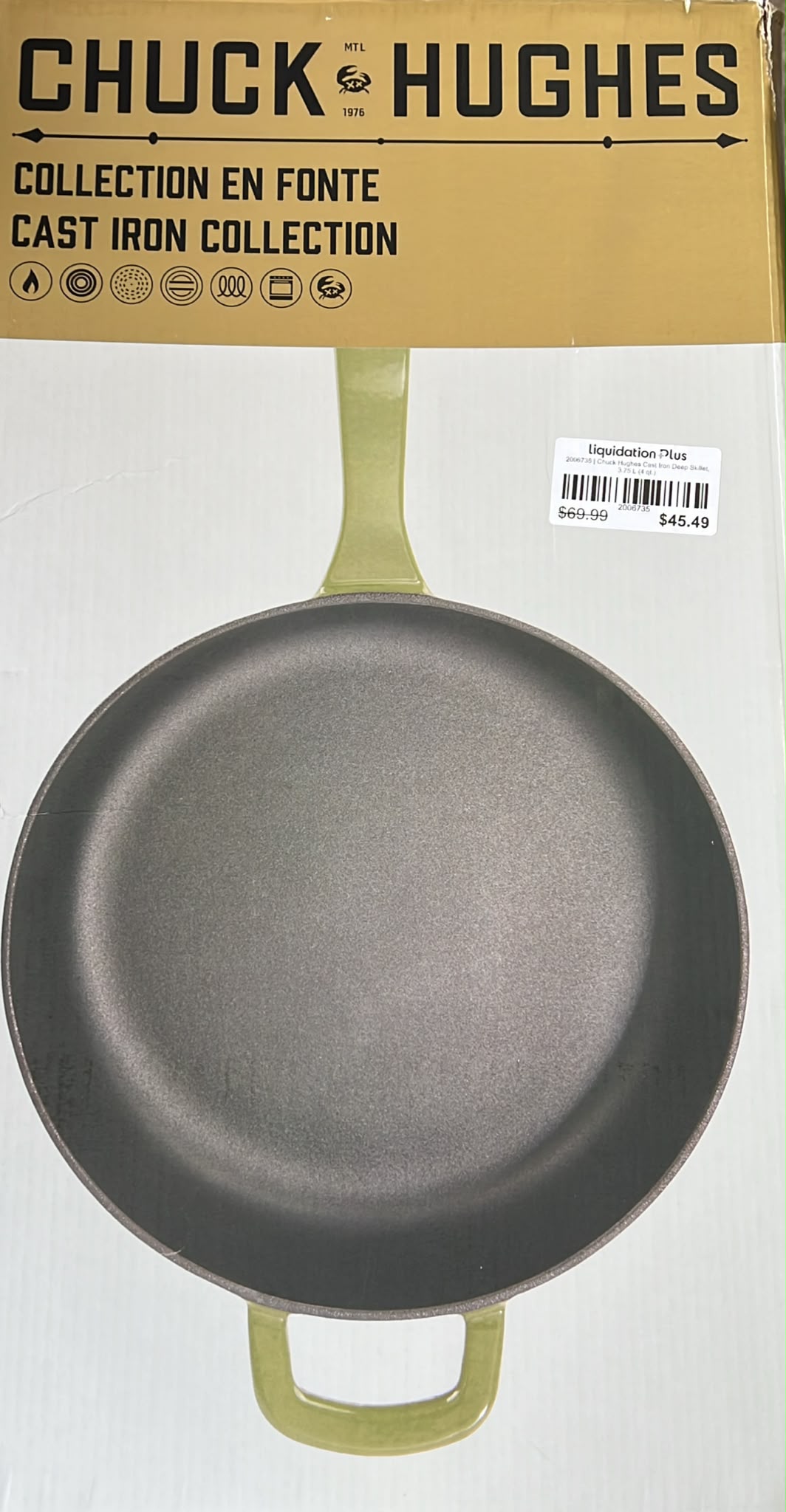 Chuck Hughes Cast Iron Deep Skillet, 3.75 L (4 qt.)