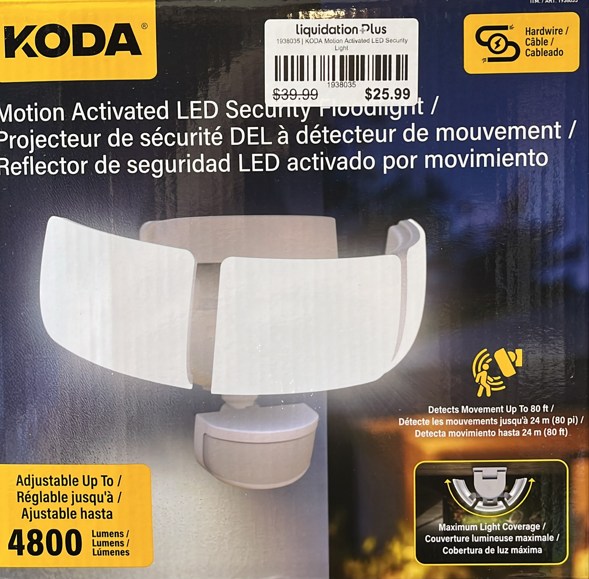 KODA Motion-Activated LED Security Flood Light