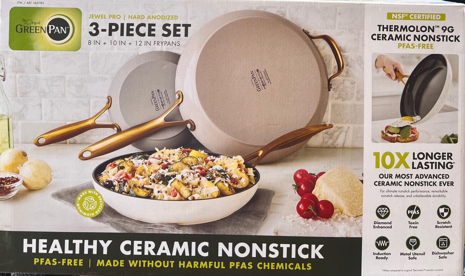 GreenPan Jewel Pro Ceramic Non-Stick 3-piece Fry Pan Set