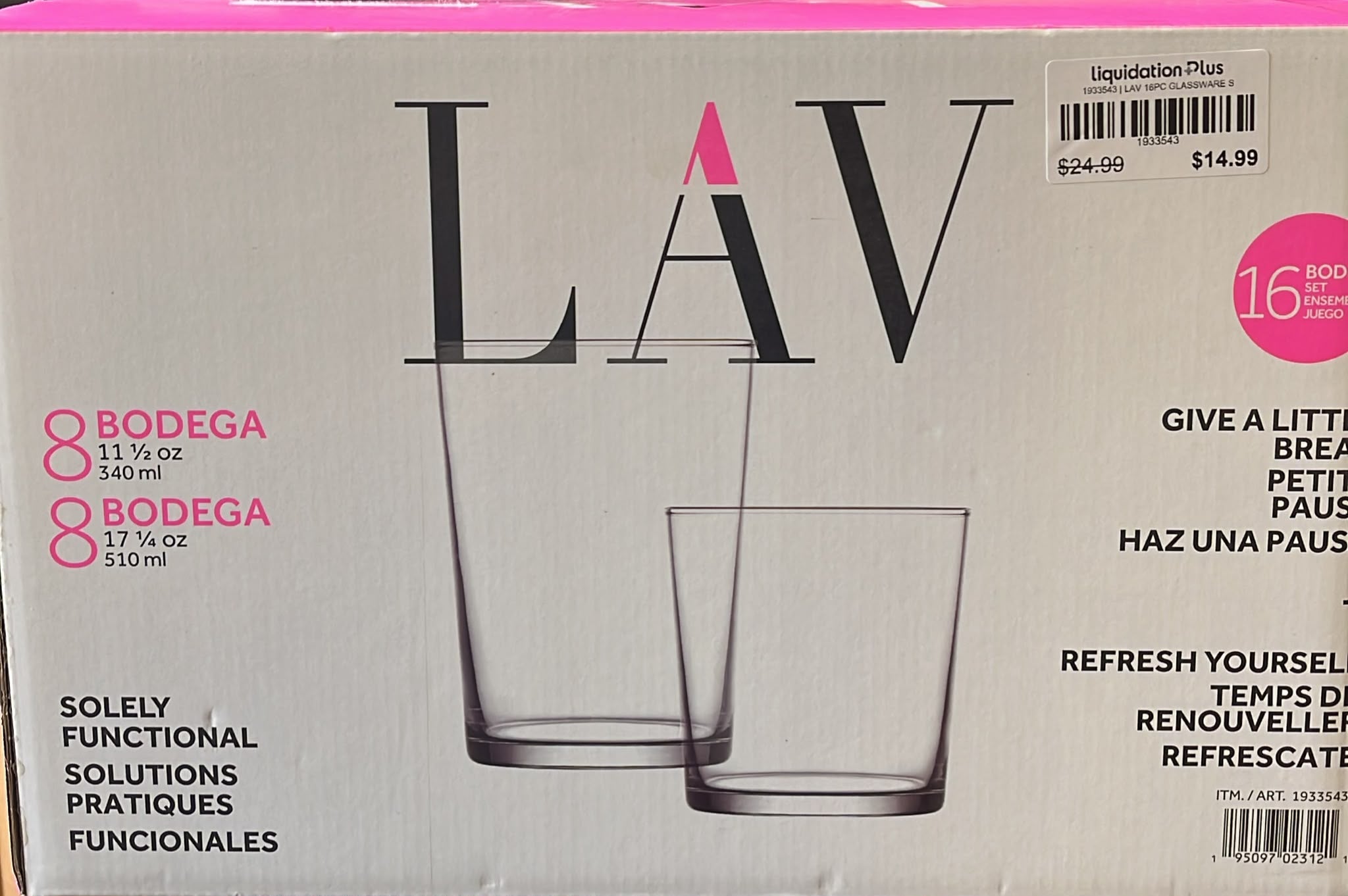 LAV Bodega Glassware Set, 16 pieces