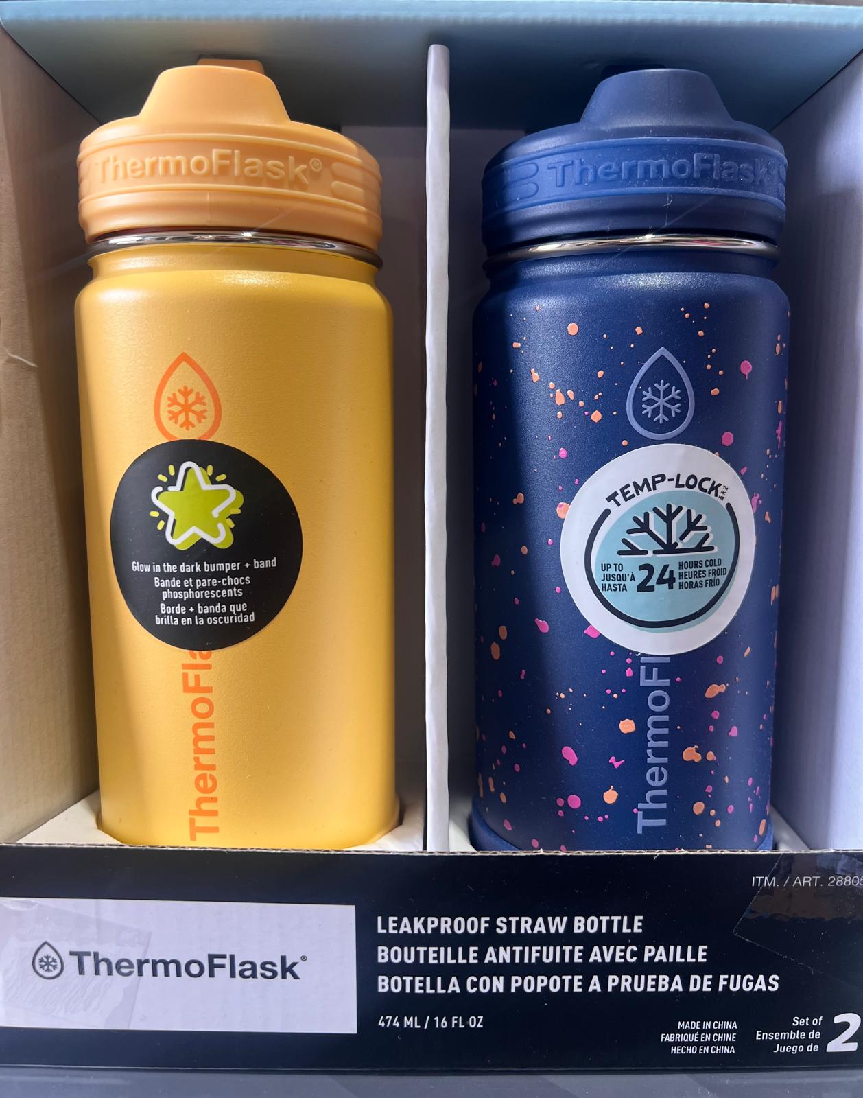 ThermoFlask 40oz Insulated Stainless Steel Water Bottle, 2-pack
