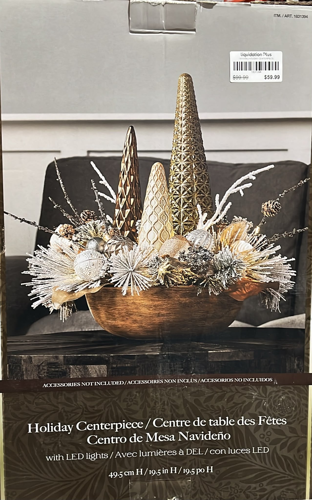 HOLIDAY CENTERPIECE WITH LED LIGHTS 49.5 CM / 19.5 IN