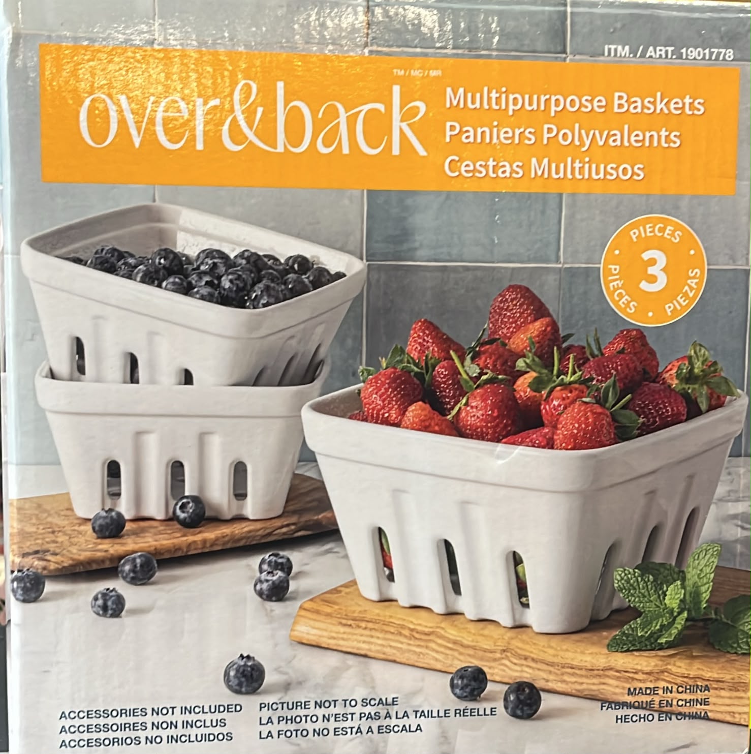 over&back 3-Piece Multipurpose Baskets