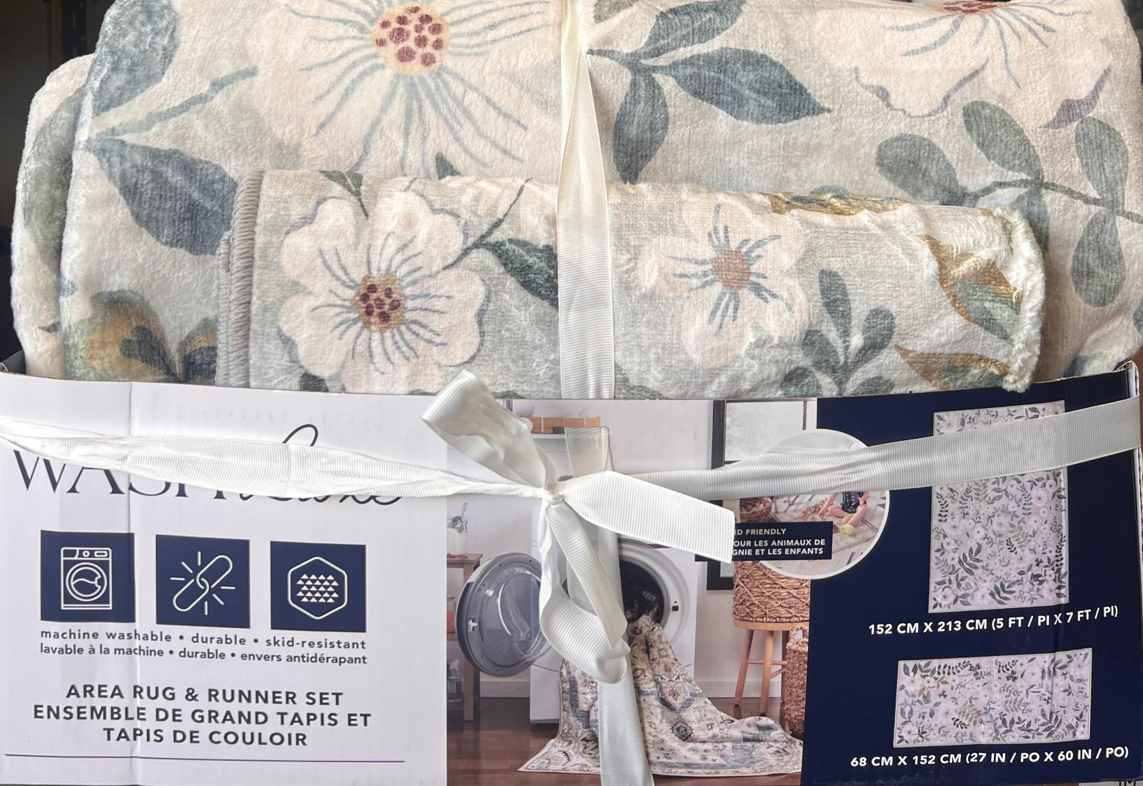 WASHLUXE AREA RUG & RUNNER SET 5 X 7 ft / 27 X 60 in