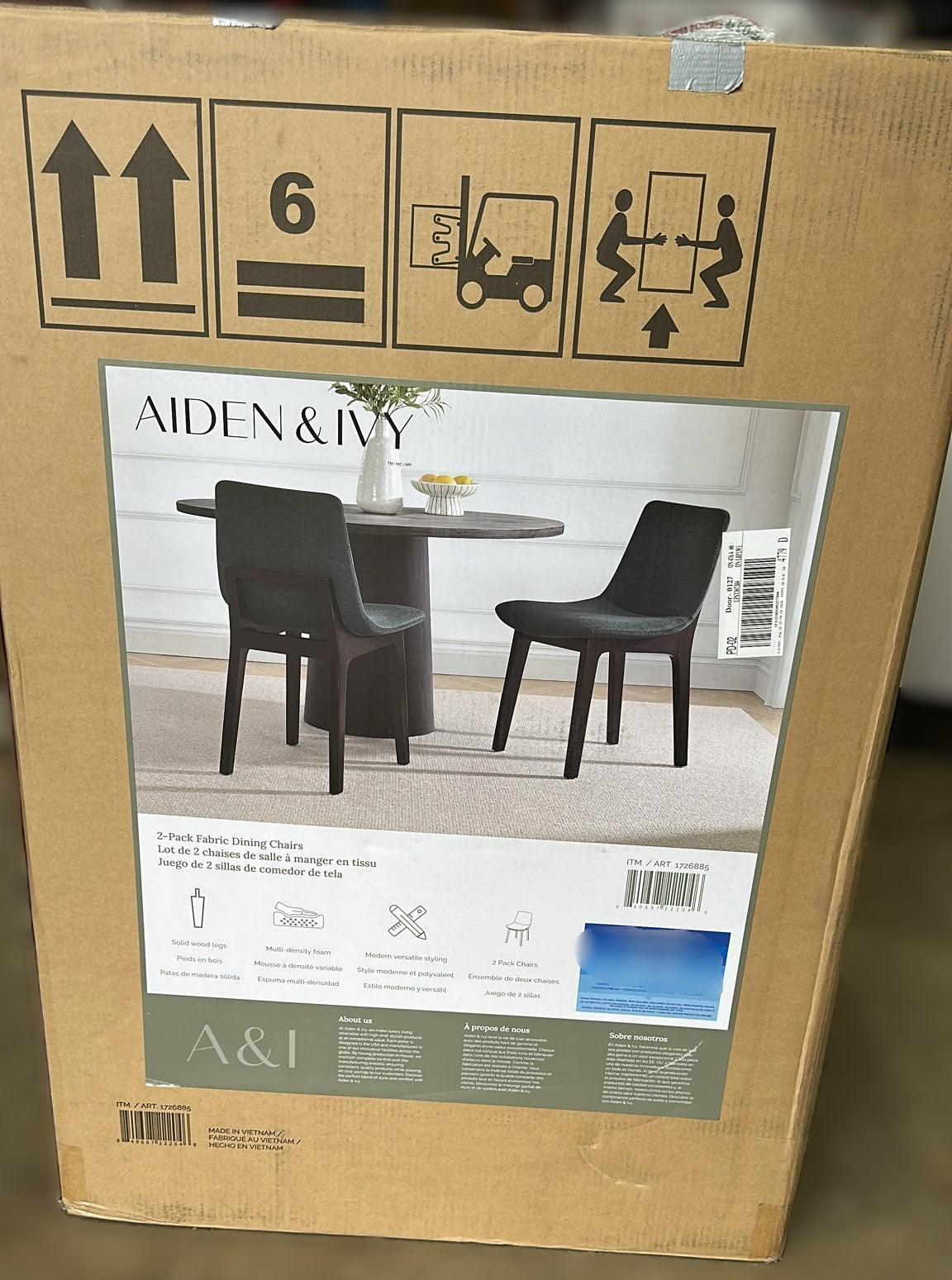 Aiden & Ivy Fabric Dining Chair, 2-pack