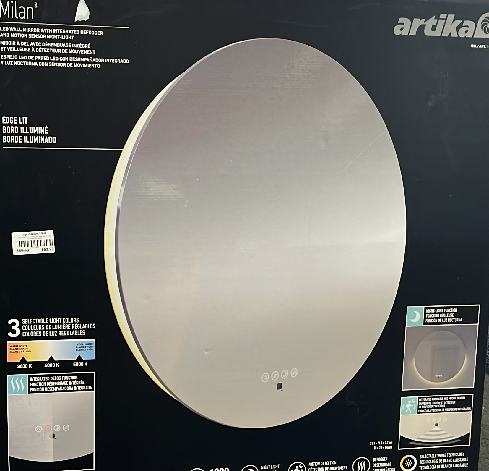 Artika Milan LED Wall Mirror with Integrated Defogger