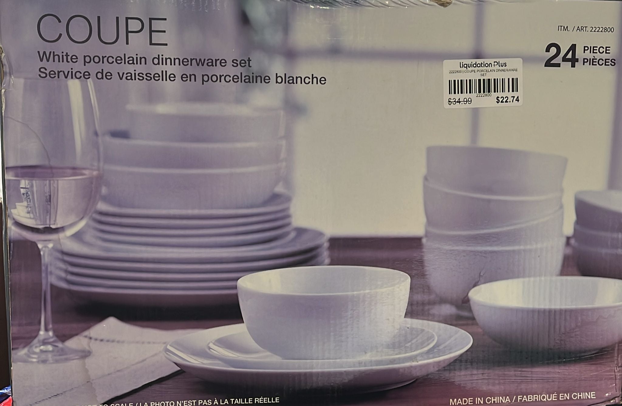 COUPE PORCELAIN DINNERWARE SET 24 PIECE