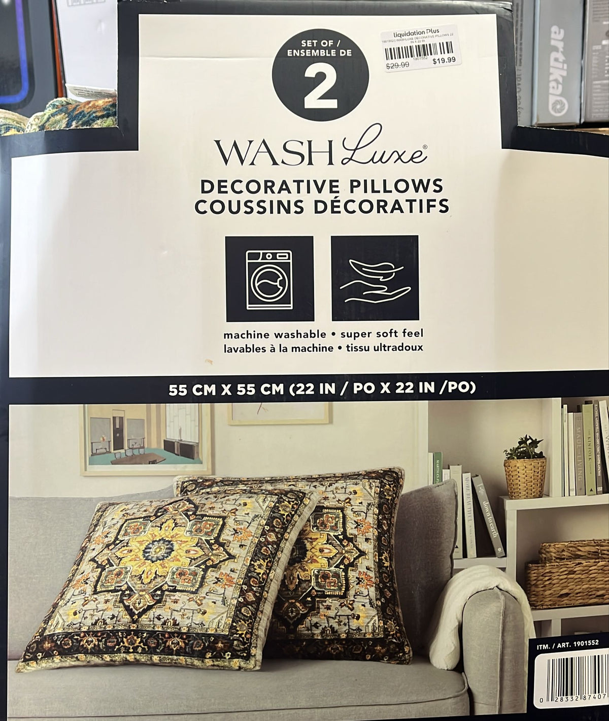 WASHLUXE DECORATIVE PILLOWS 22 IN X 22 IN