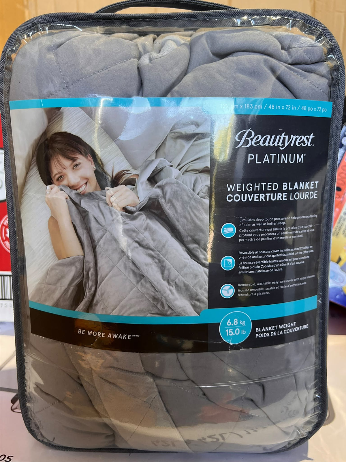BEAUTYREST PLATINUM 15LB WEIGHTED BLANKET 48″ X 72″