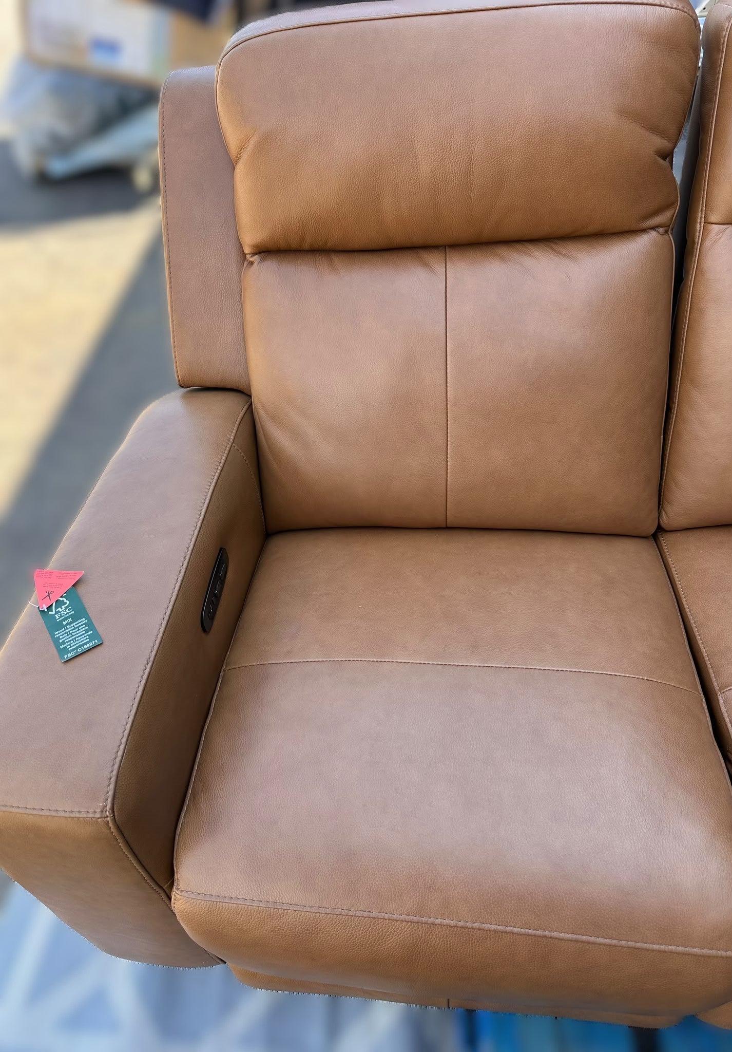 Simon Li Wren Leather 2 Power Headrest Sofa with Zero Gravity, Brown