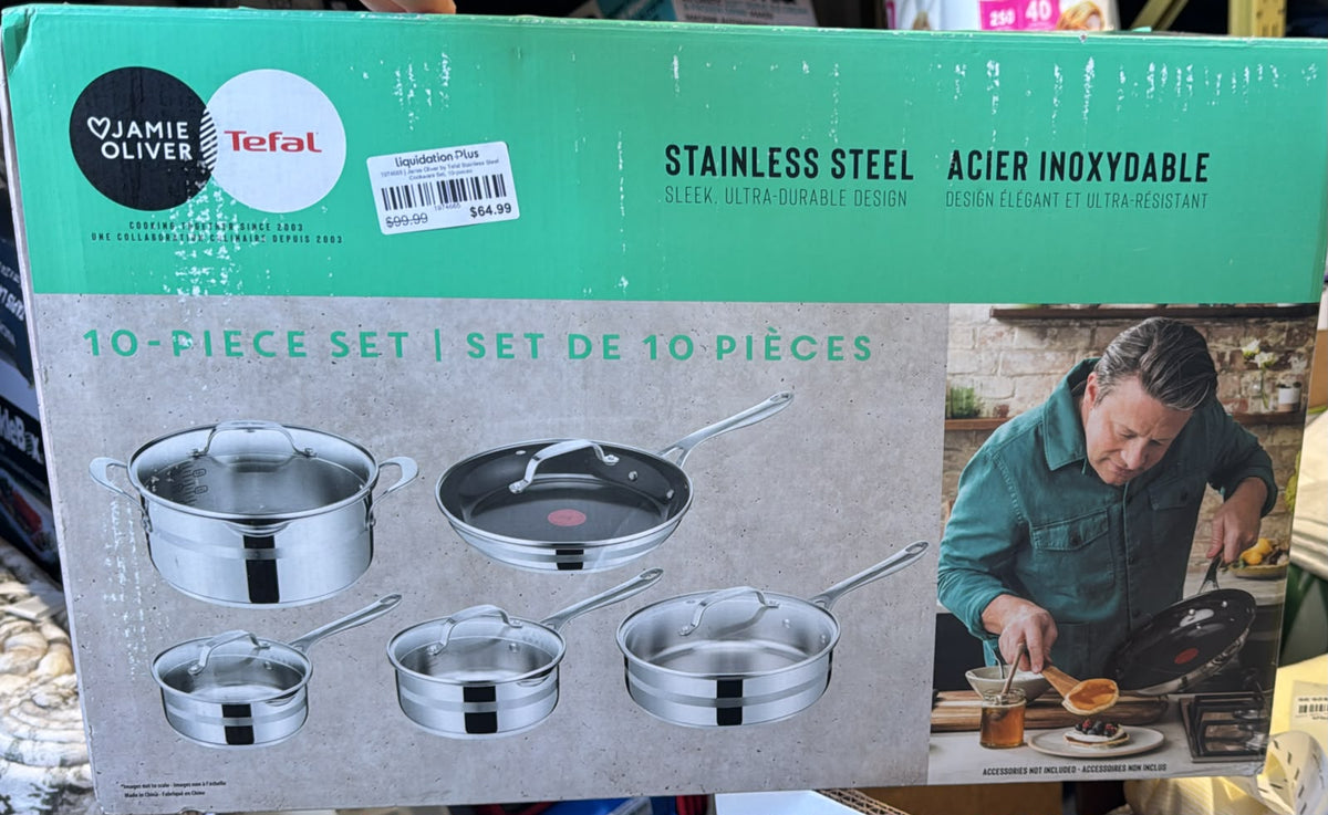 Jamie Oliver by Tefal Stainless Steel Cookware Set, 10-pieces