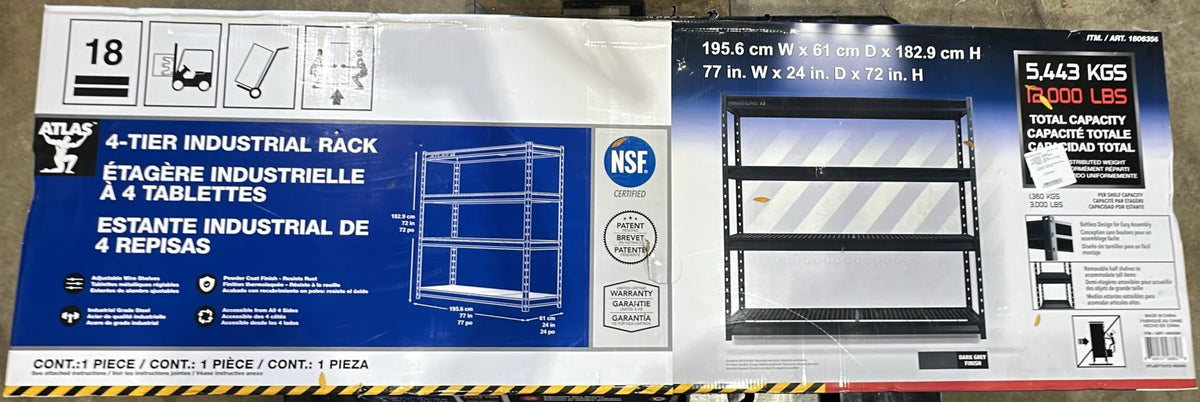 Atlas 4-Tier Heavy Duty Industrial/Garage Shelving