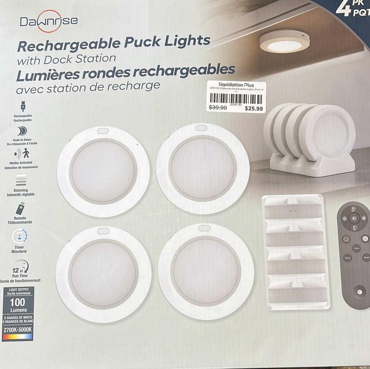 Dawnrise Rechargeable Puck Lights (Pack of 4)