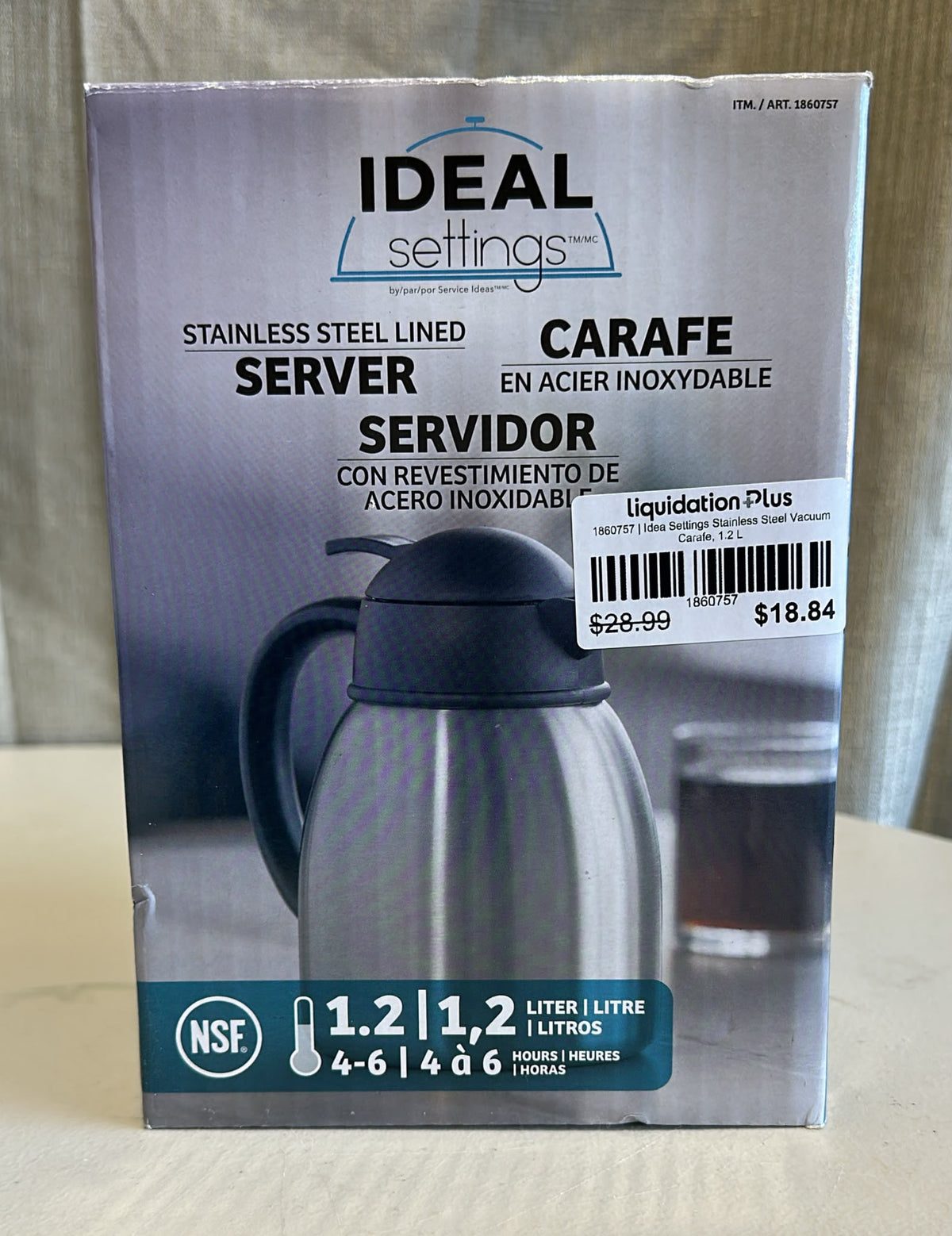 Idea Settings Stainless Steel Vacuum Carafe, 1.2 L