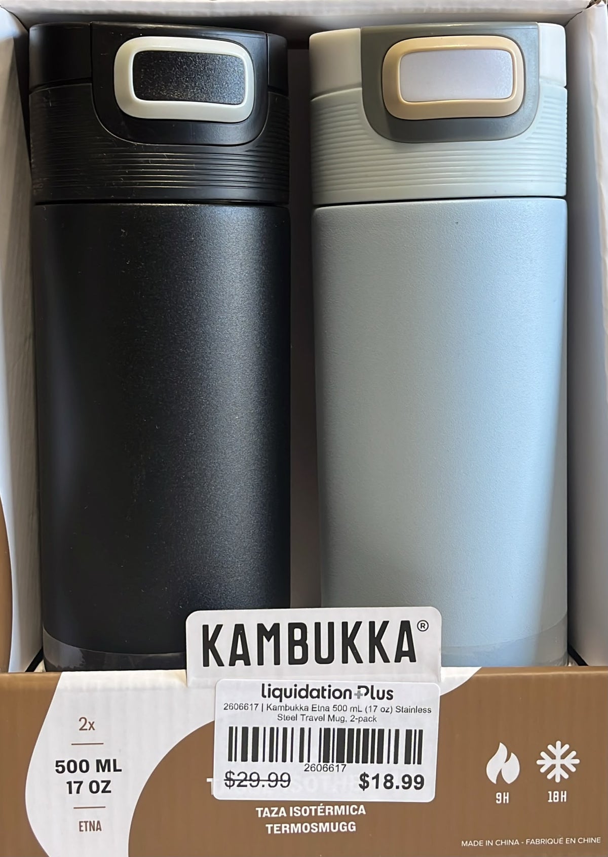 Kambukka Etna 500 mL (17 oz) Stainless Steel Travel Mug, 2-pack