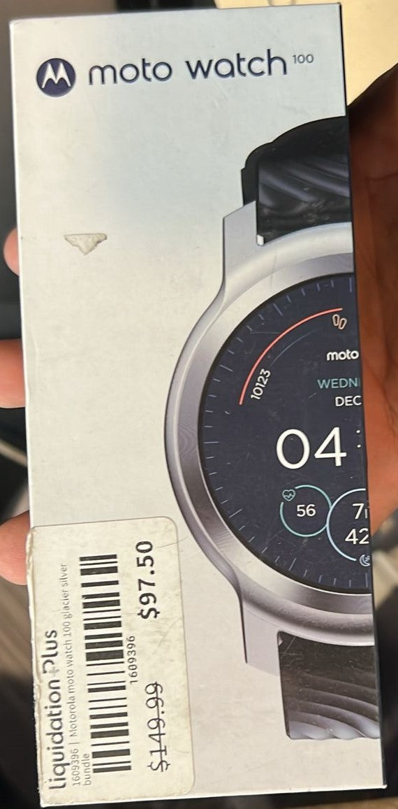 Motorola moto watch 100 glacier silver bundle