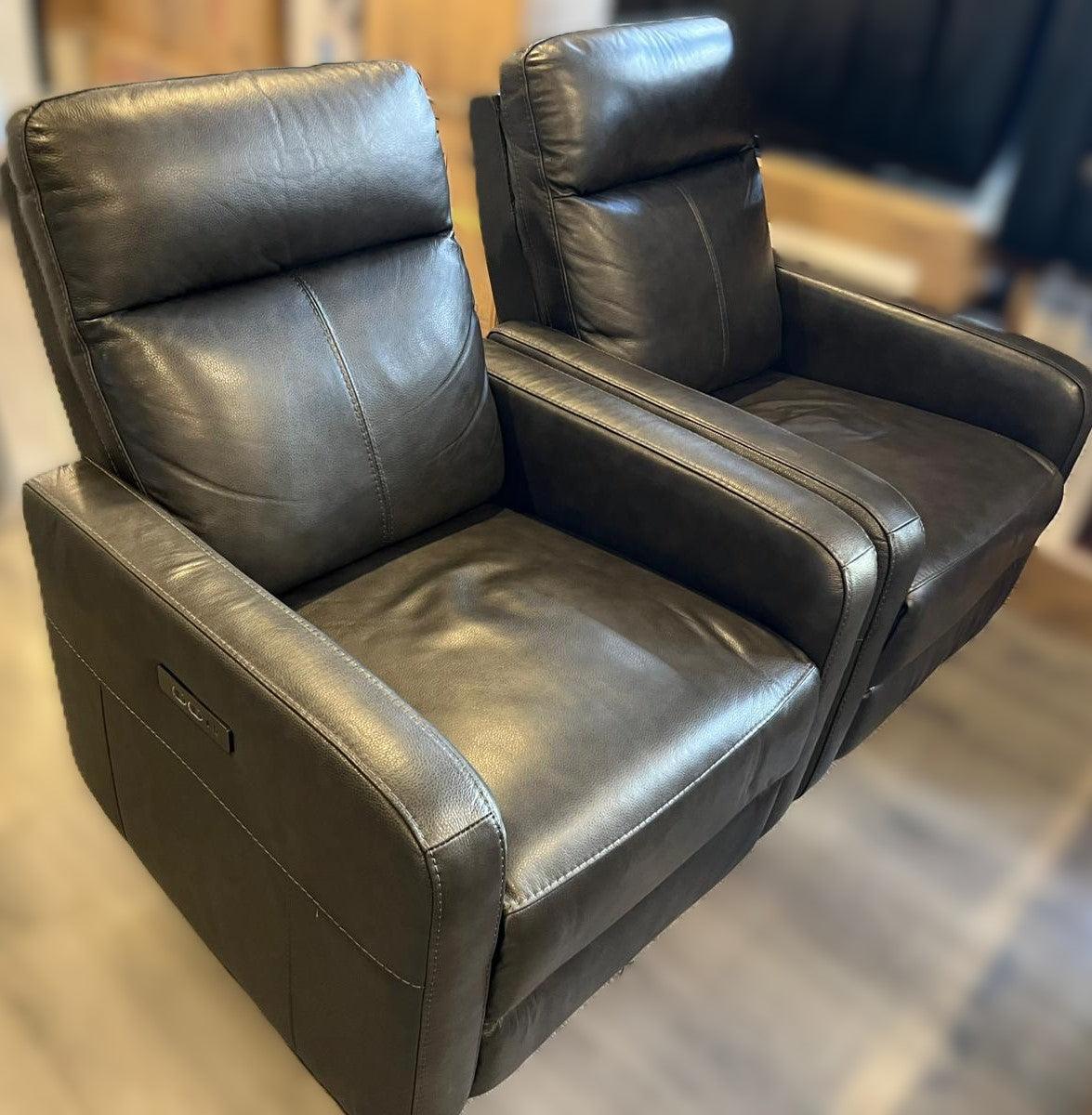 Gilman Creek Dark Grey Top-grain Leather Power Recliner