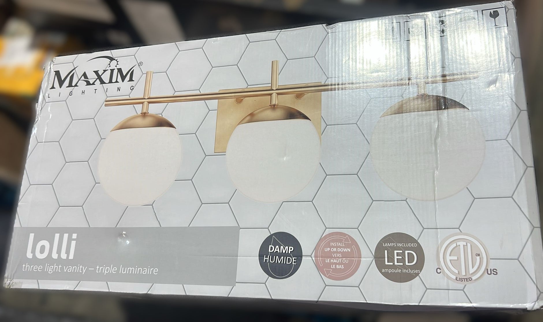 MAXIM LOLLI 3 LED VANITY LIGHT SATIN BRASS