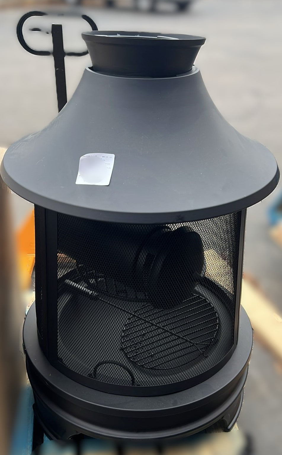 BLACK MATTE CHIMINEA OUTDOOR COOKING PIT WOOD BURNING