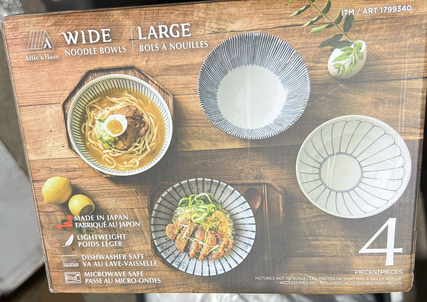 Attic & Base Wide Noodle Bowls, 4-pieces