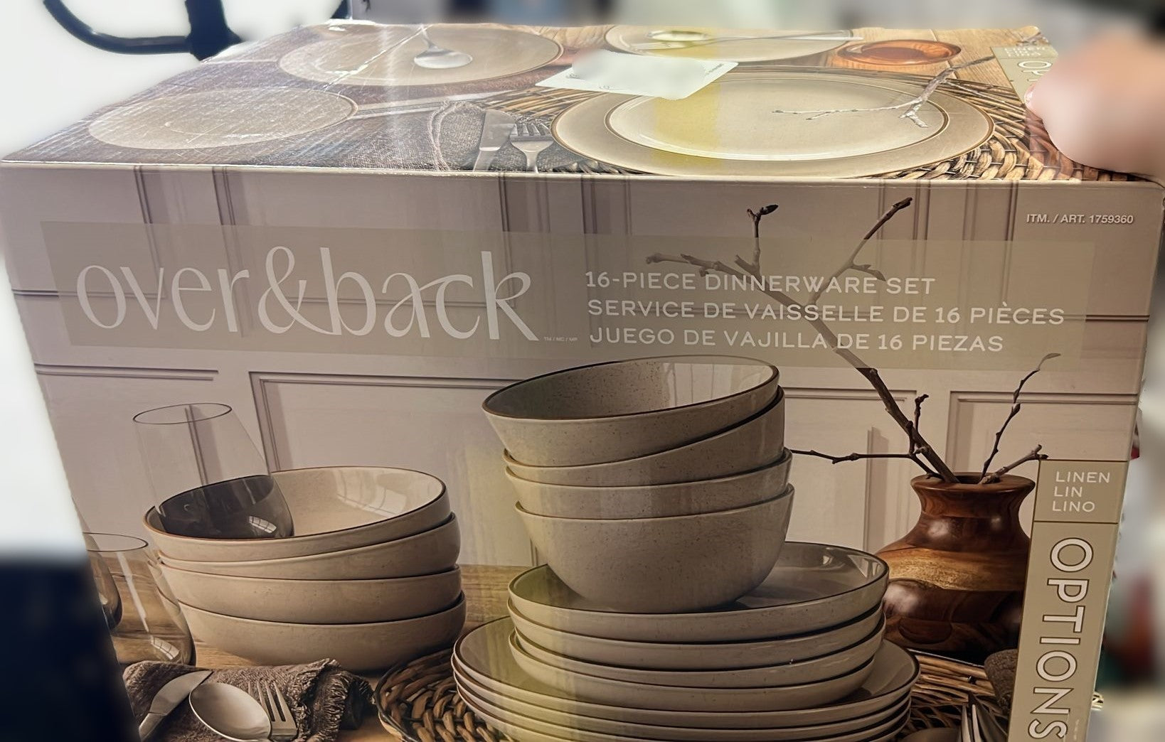 OVER AND BACK STONEWARE DINNERWARE 16 PIECES