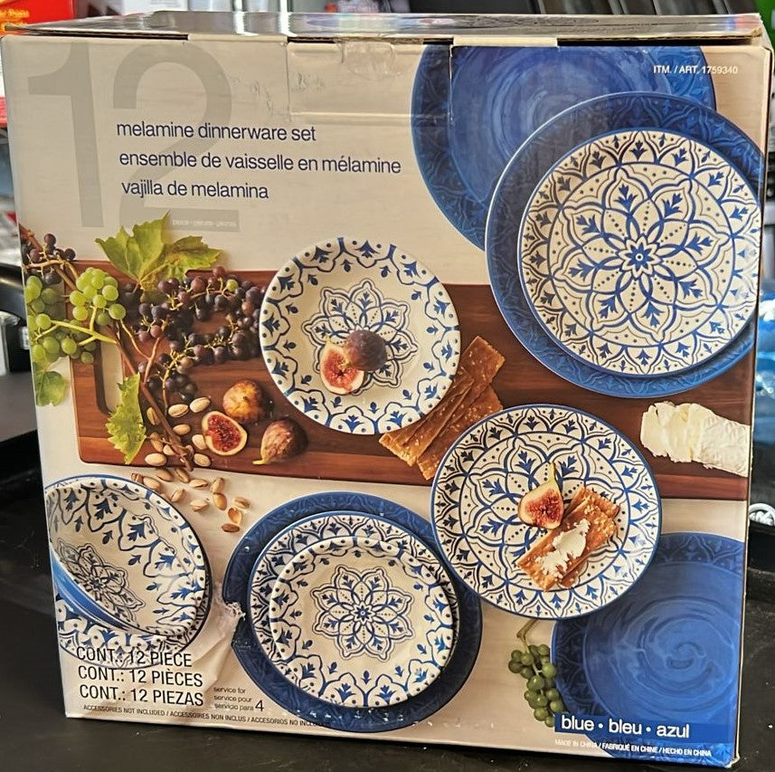 Pandex Melamine Dinnerware Set, 12-piece