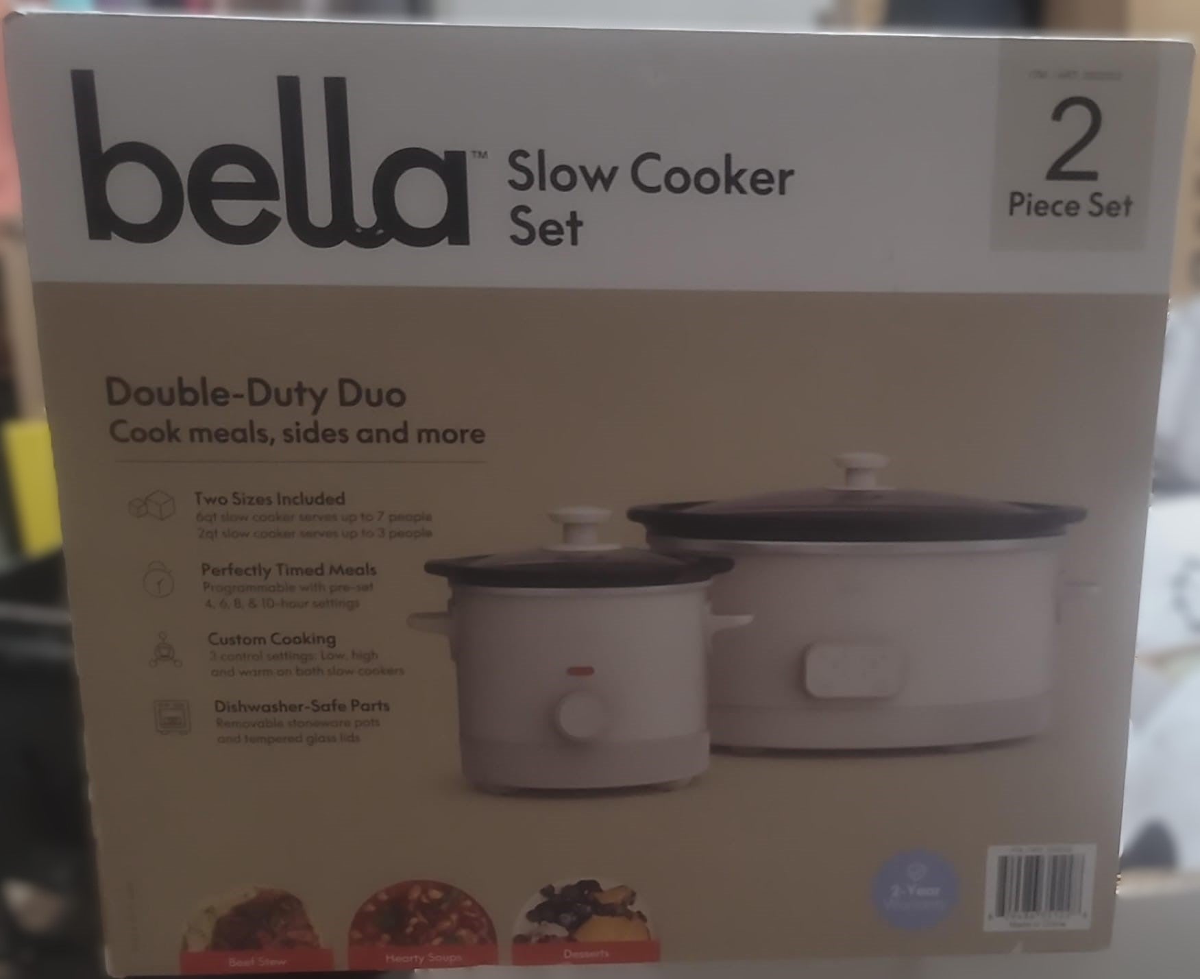 BELLA SLOW COOKERS 6 QT & 2 QT