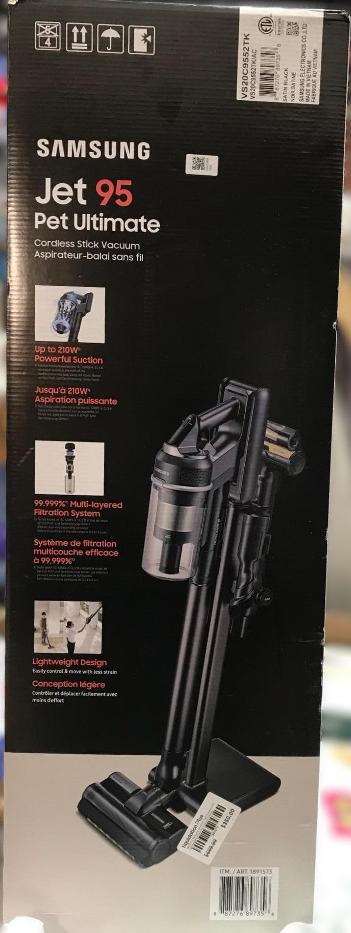 Samsung Jet 95 Pet High-Powered and Lightweight Cordless Stick Vacuum Cleaner
