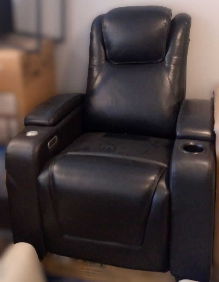 Kingsdown Top Grain Leather Home Theatre Power Recliner, Little bit Ripped