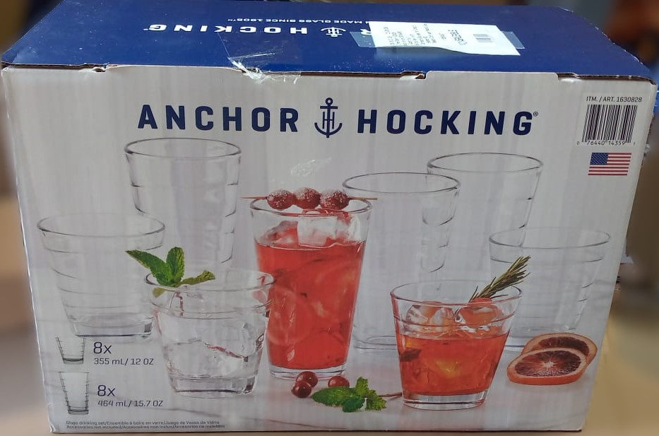 Anchor Hocking Swivel Glass Drinkware Set, 16 piece