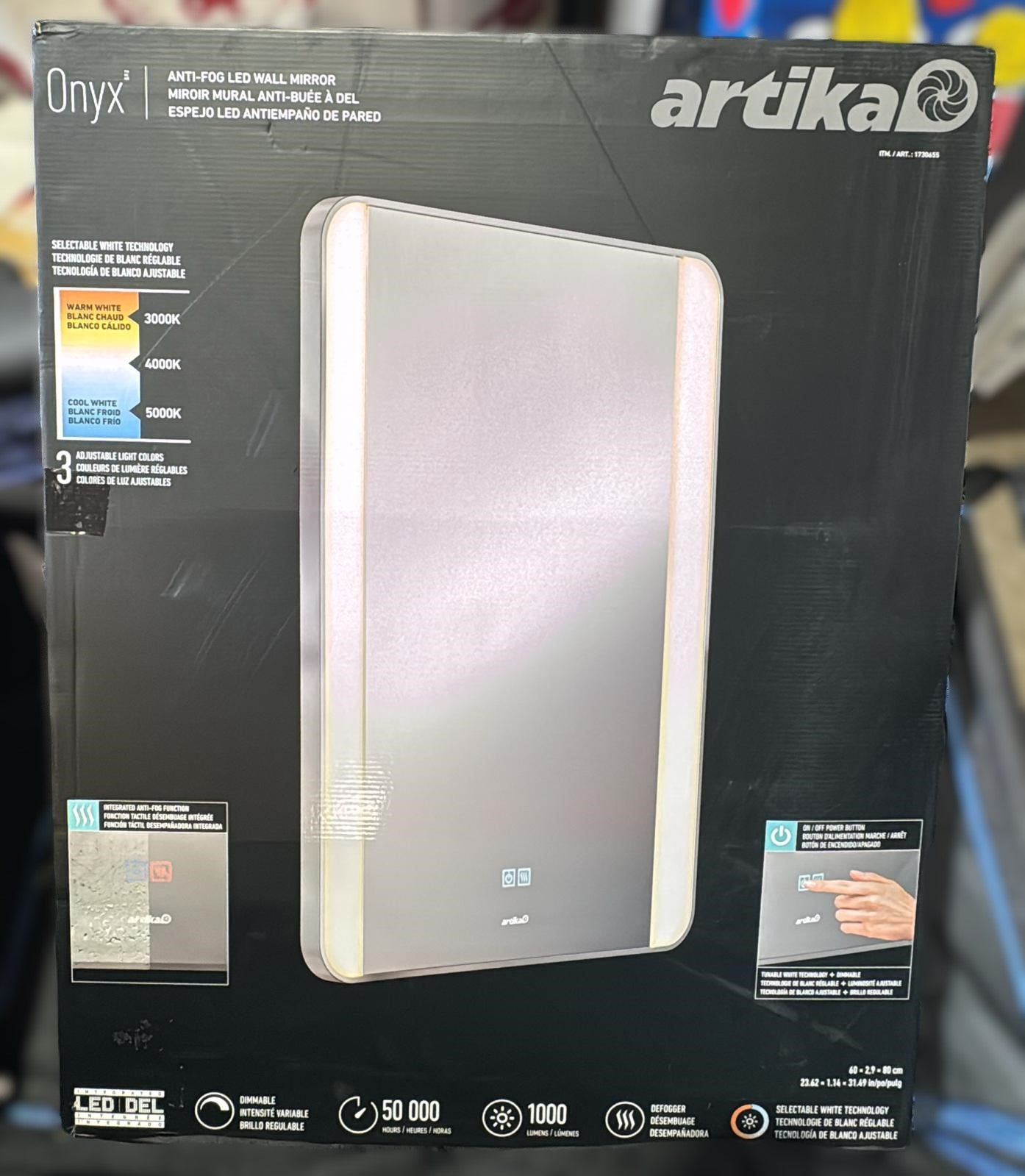 Artika Onyx LED Anti-Fog Wall Mirror