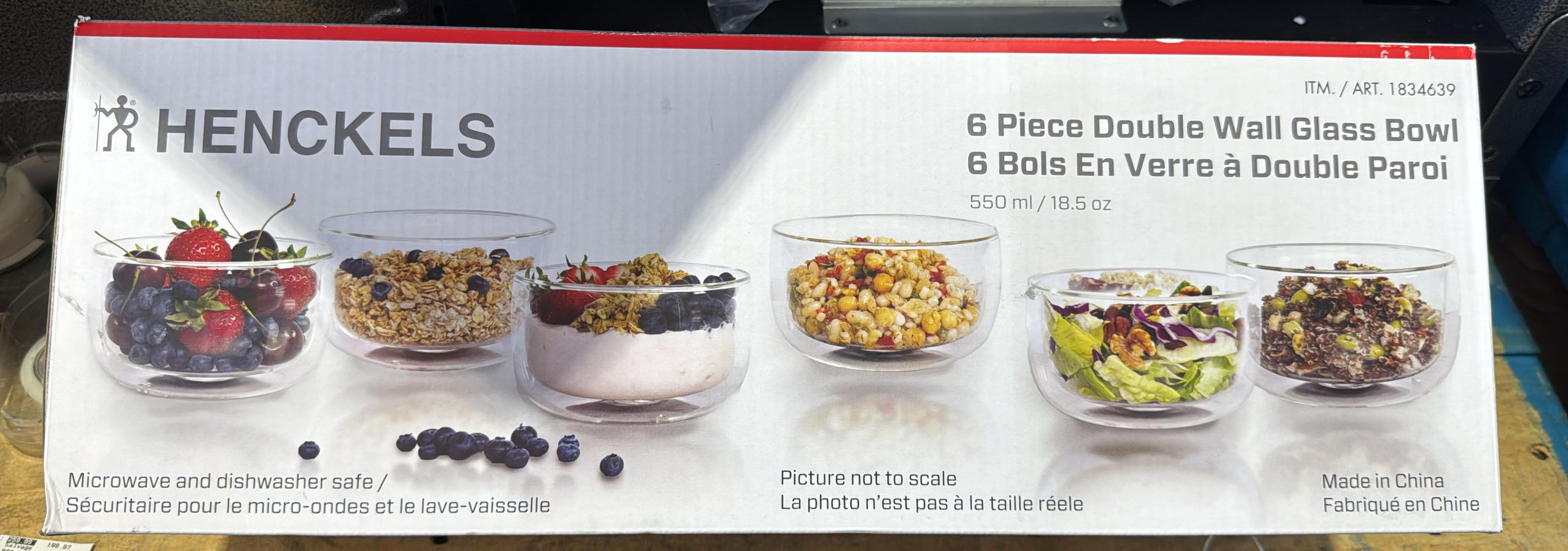 Henckels Double-Wall Glass Bowl Set, 6-Piece
