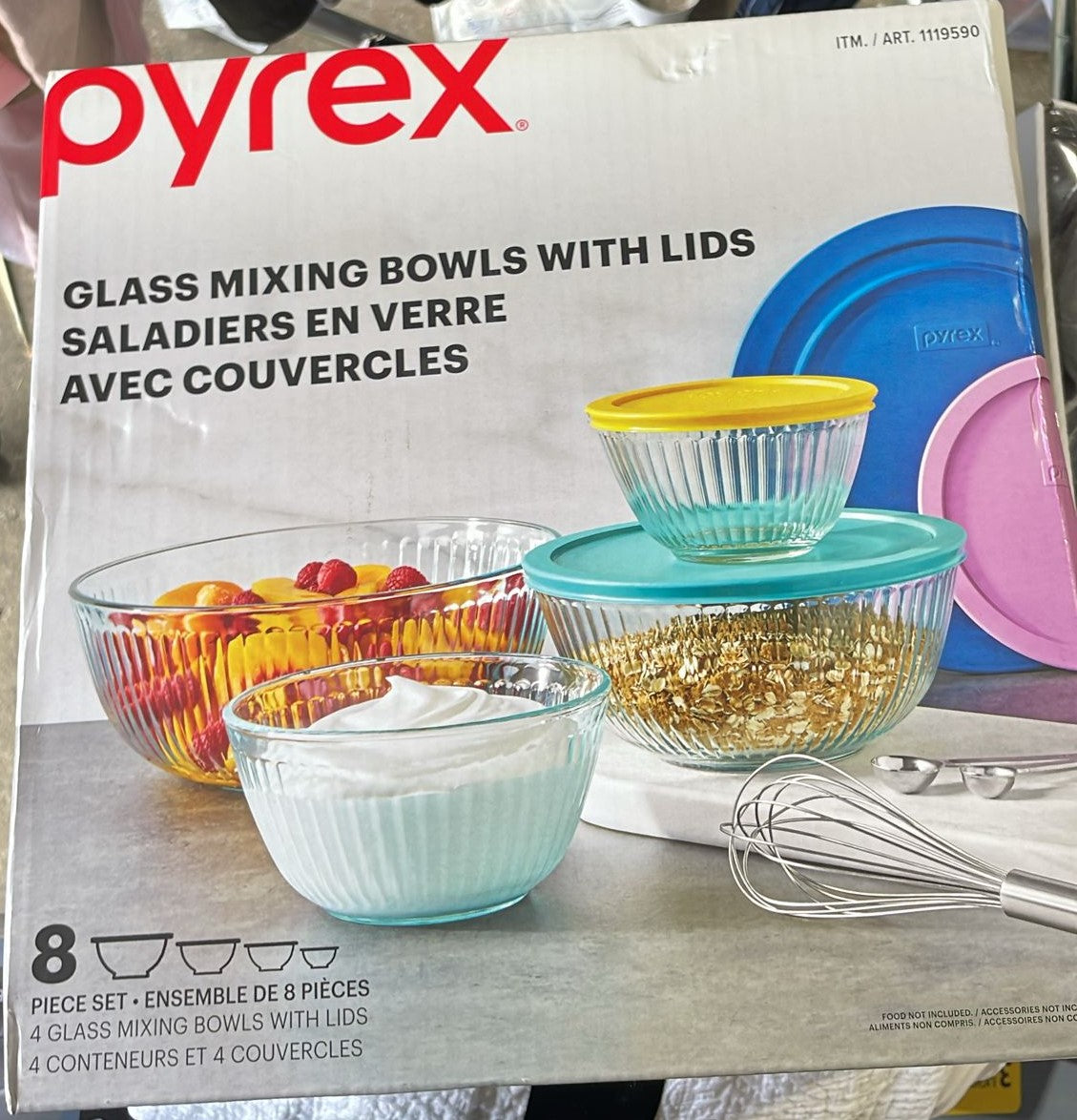 Pyrex 8-piece Glass Sculpted Mixing Bowl Set
