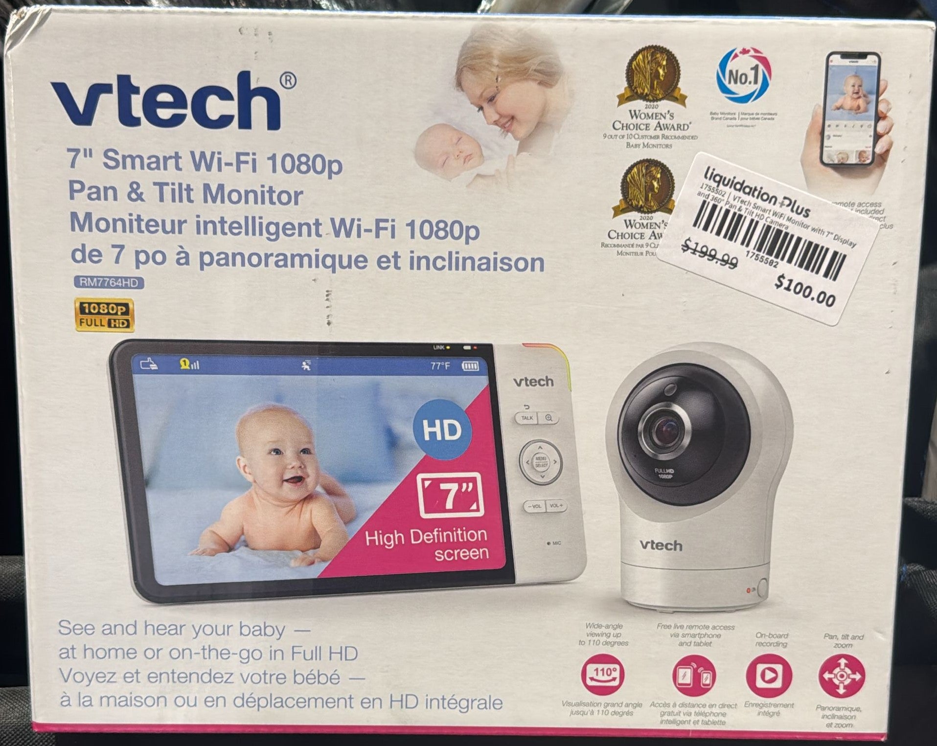 VTech Smart WiFi Monitor with 7” Display and 360° Pan & Tilt HD Camera