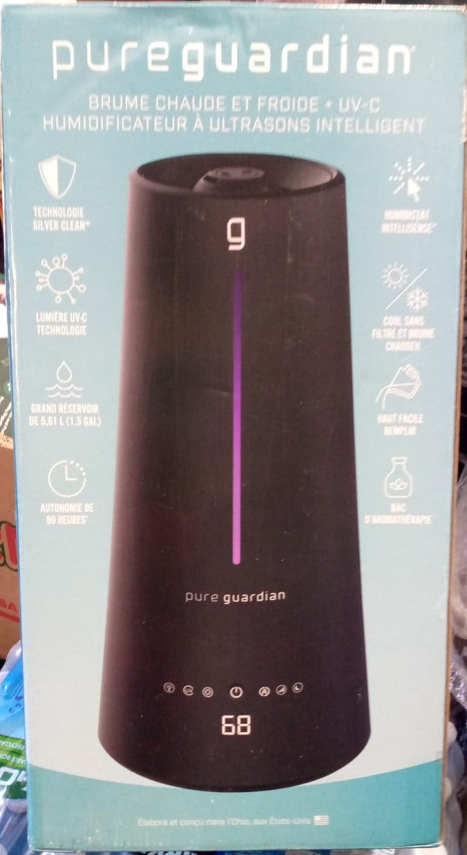 PureGuardian Warm and Cool Mist Ultrasonic Humidistat Humidifier with UV-C and Aroma Tray