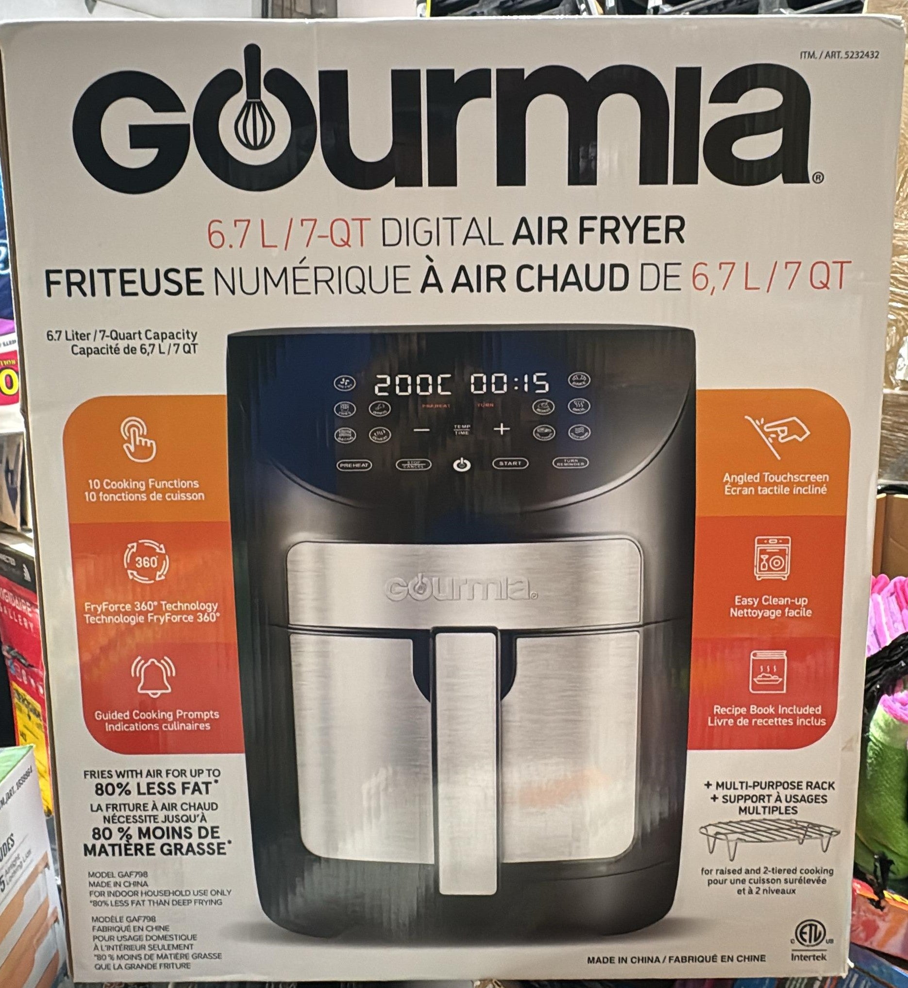 Gourmia 7 Quart Digital Air Fryer With Preheat and Turn Reminder
