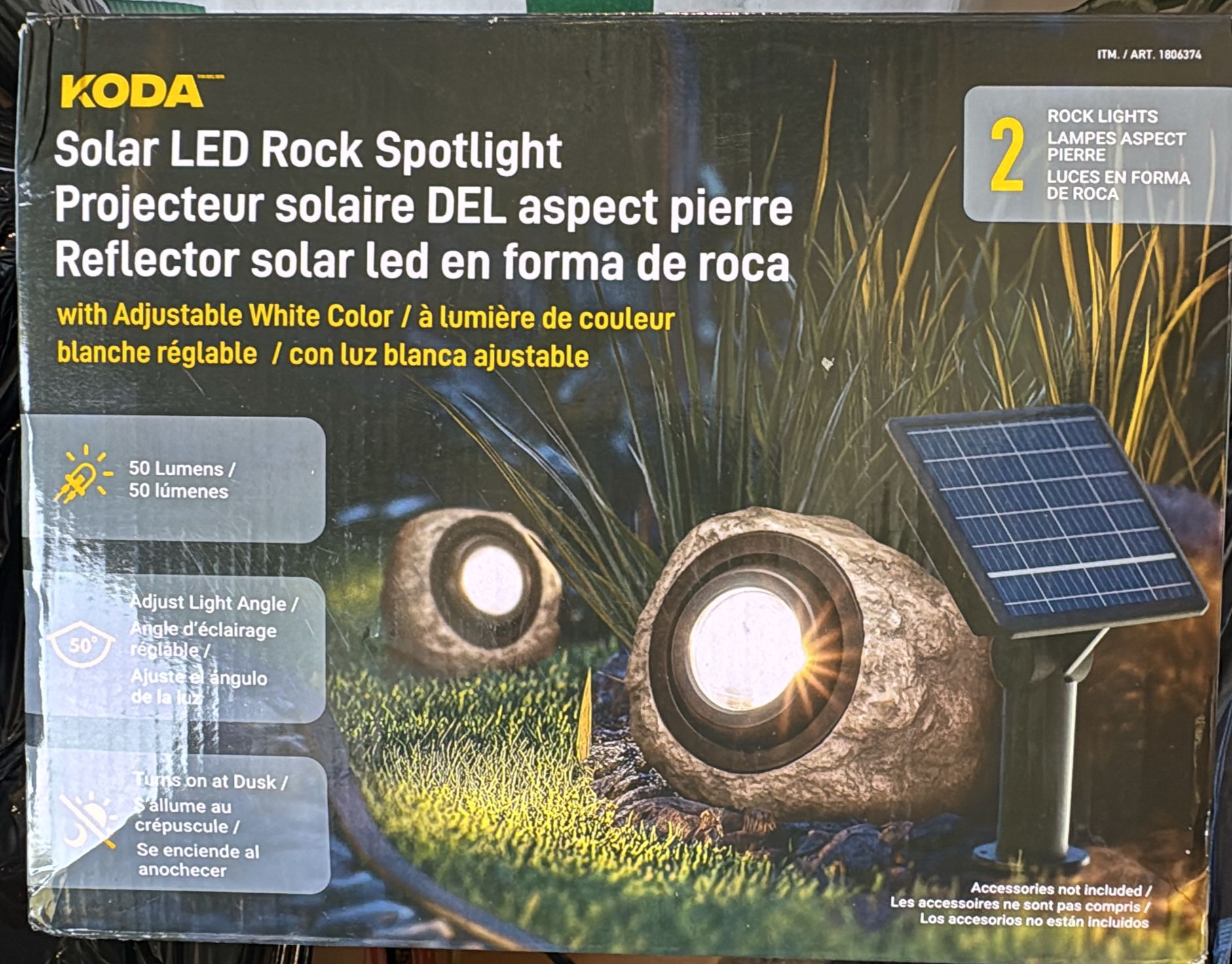 KODA Solar LED Rock Spotlights, 2-pack