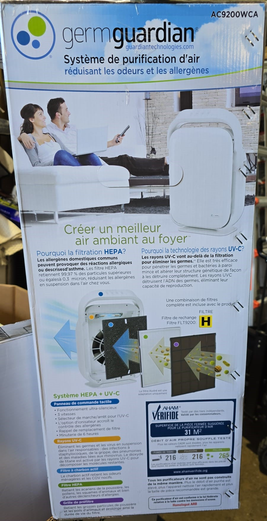 GermGuardian Hi-Performance True HEPA Air Purifier with Bonus Filter (AC9200WCA)