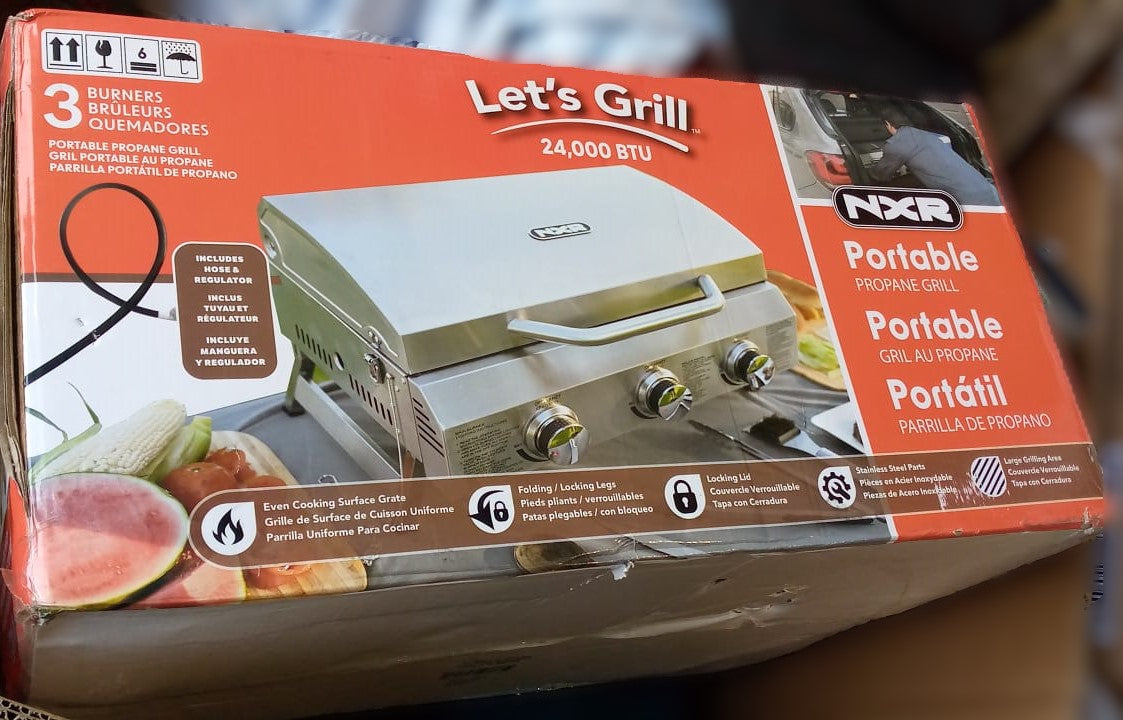 NXR 3 Burner 24,000 BTU Portable Propane Gas BBQ Grill