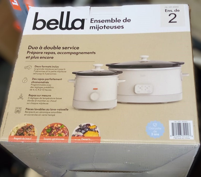 Bella 5.68 L (6 qt.) Programmable Slow Cooker with 1.89 L (2 qt.) Slow Cooker