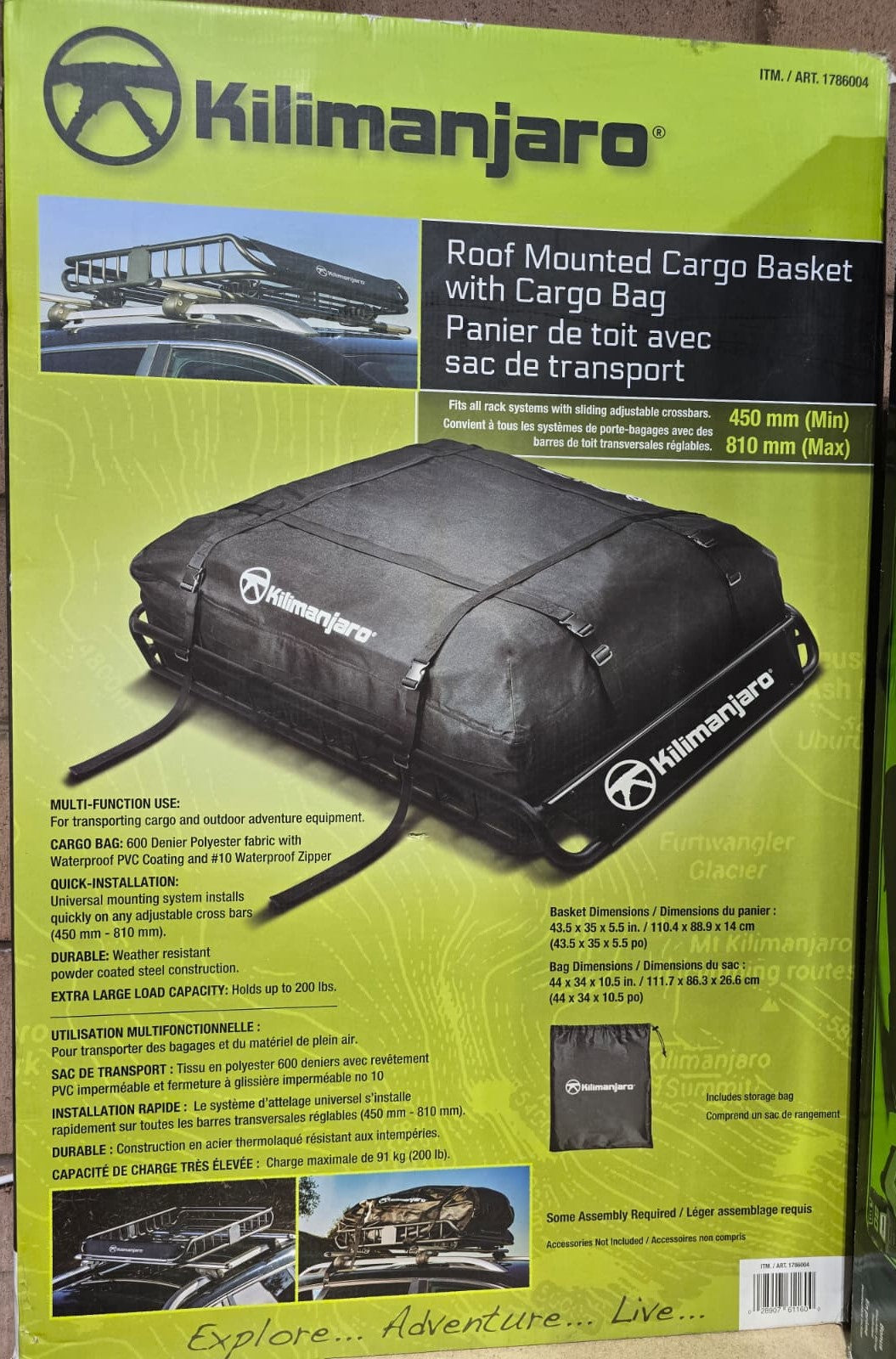 KILIMANJARO STEEL ROOFTOP BASKET WITH CARGO BAG