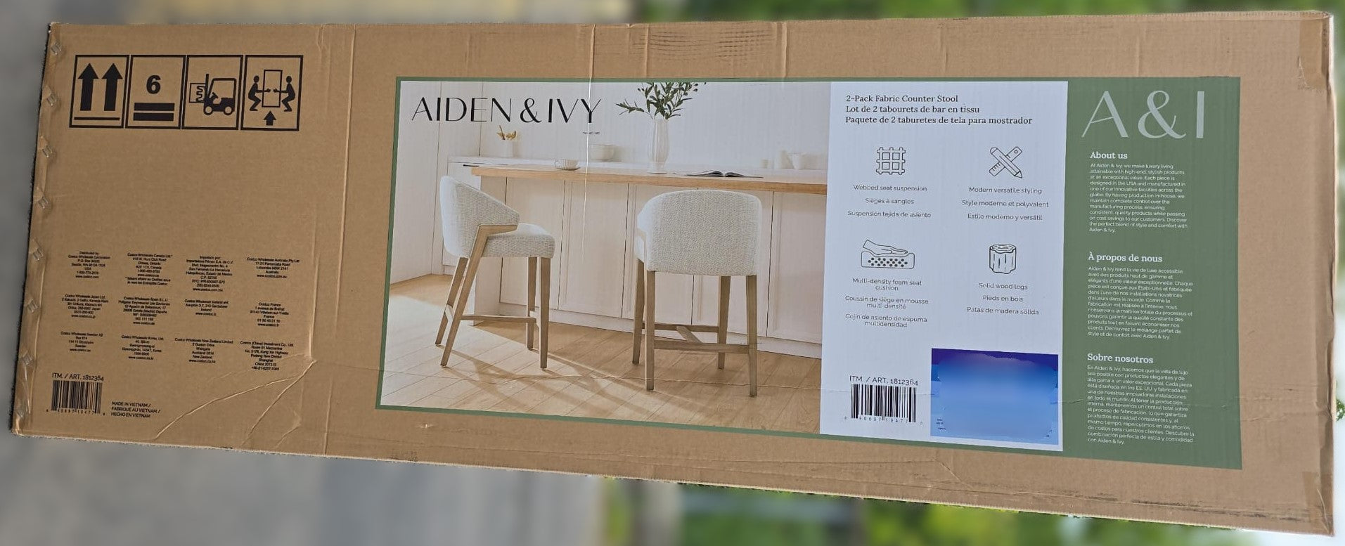 Aiden & Ivy - Fabric Counter Stool, 2-pack (1812364)