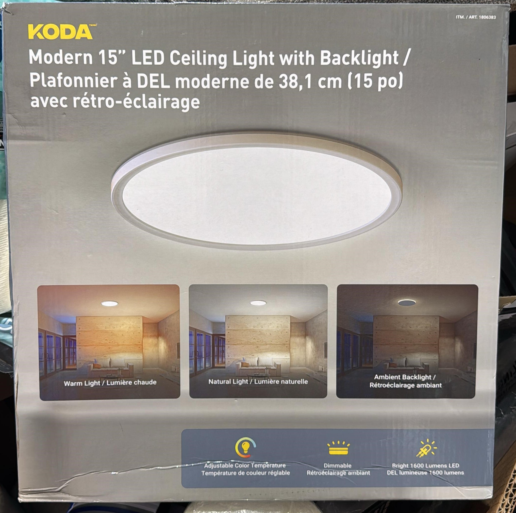 KODA Modern 15 in. Ceiling Light with Back Light