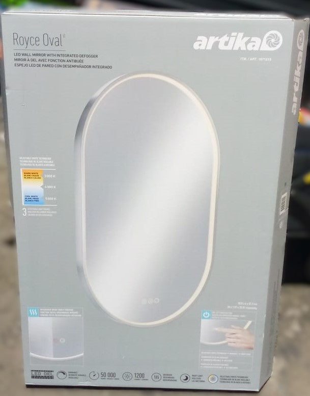 Artika Royce Oval LED Wall Mirror with Integrated Defogger