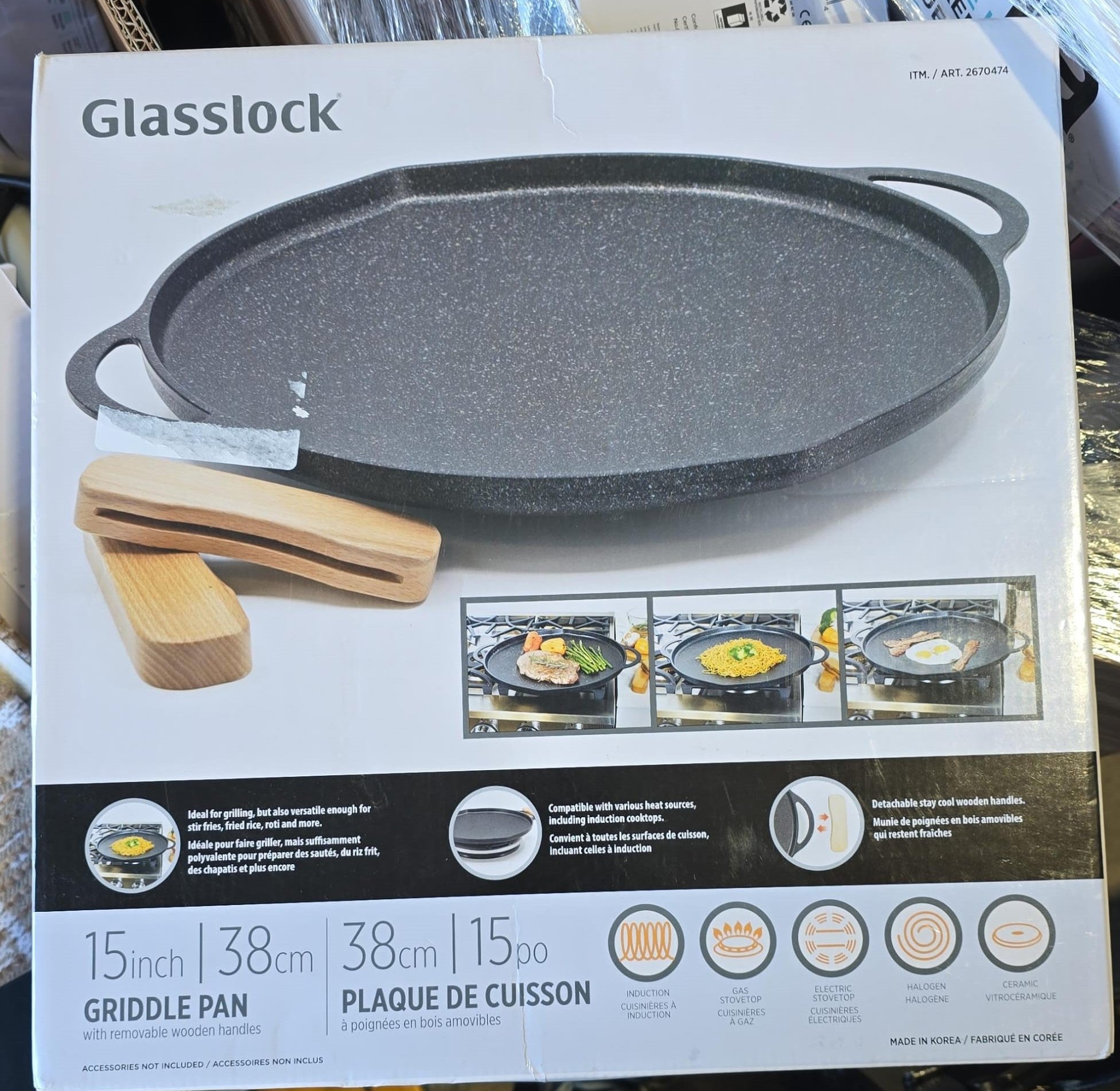 Glasslock Cast Aluminum Griddle Pan, 38 cm (15 in.)
