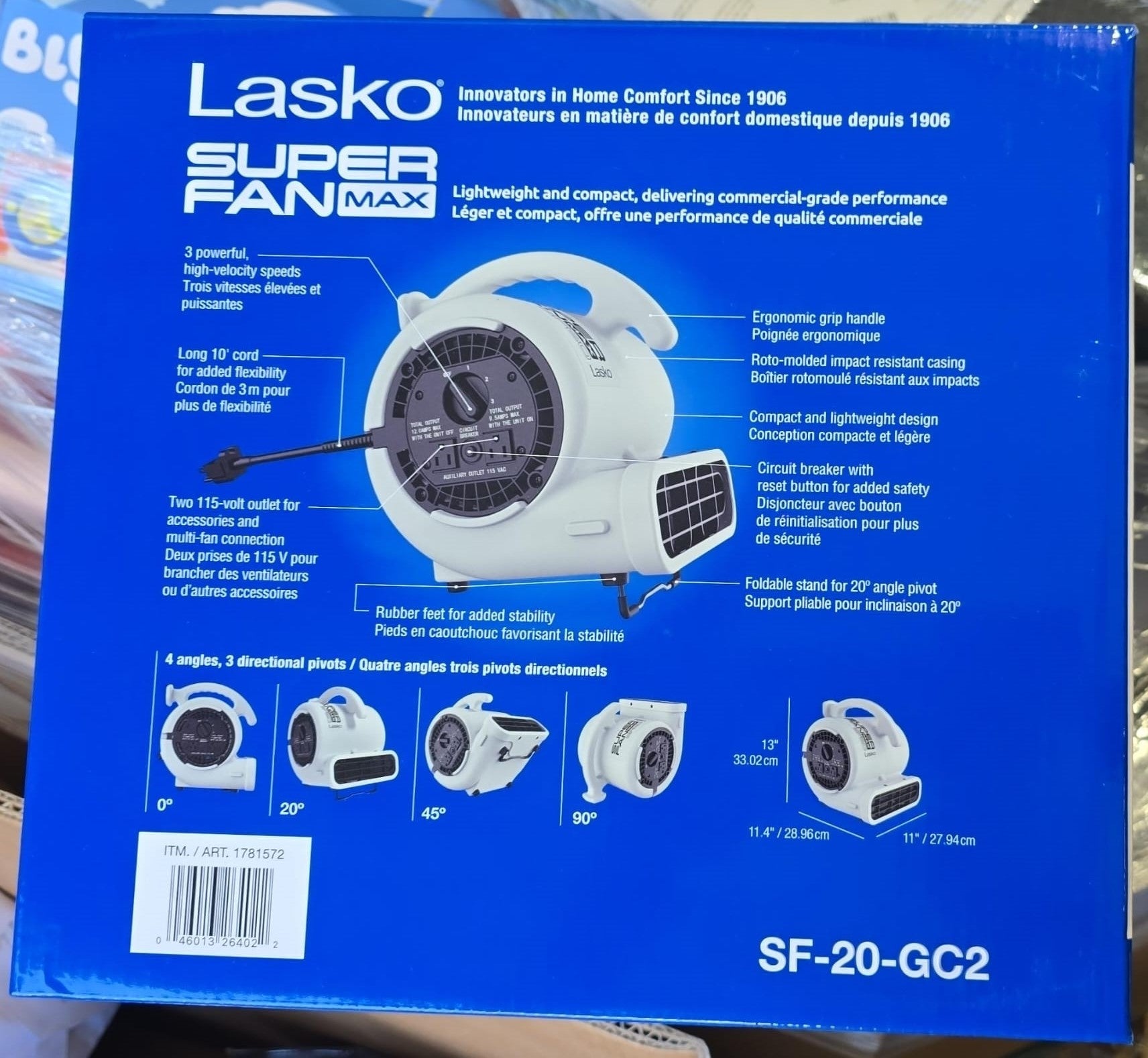 Lasko Super Fan Max 1/5 HP Air Mover