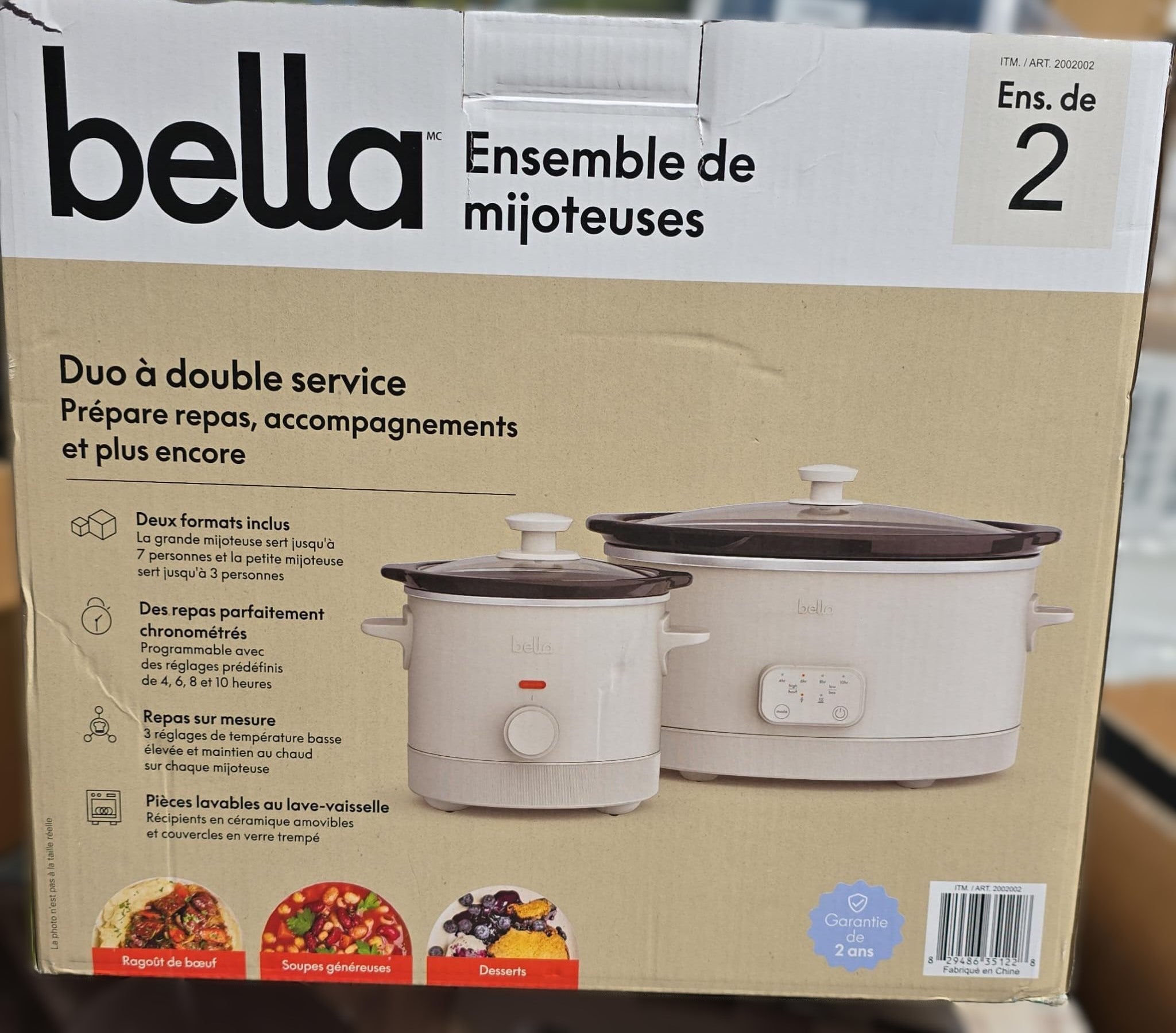 Bella 5.68 L (6 qt.) Programmable Slow Cooker with 1.89 L (2 qt.) Slow Cooker