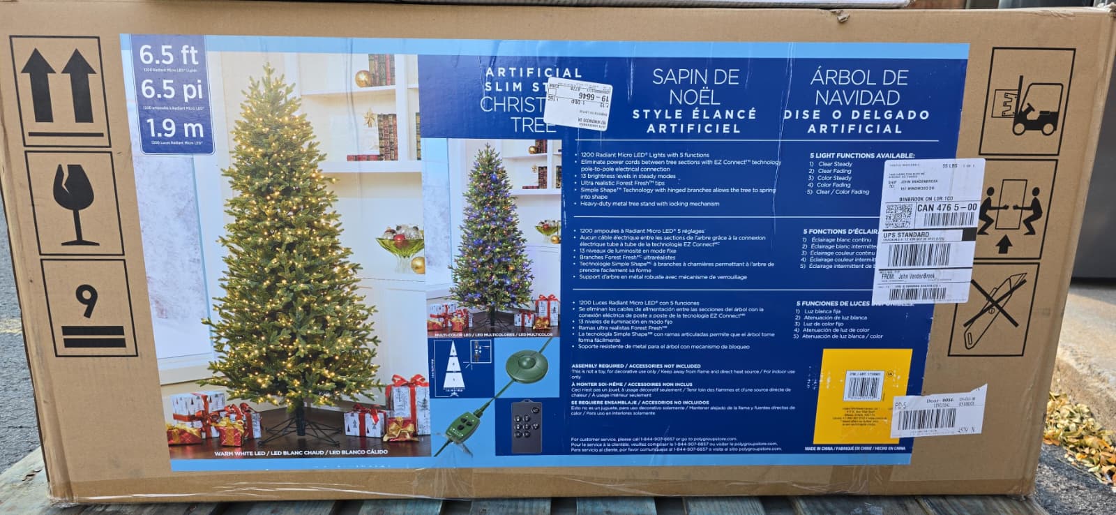 6.5 ft Pre-Lit Aspen Artificial Christmas Tree, 1,200 Color-Changing Radiant Micro LED Lights
