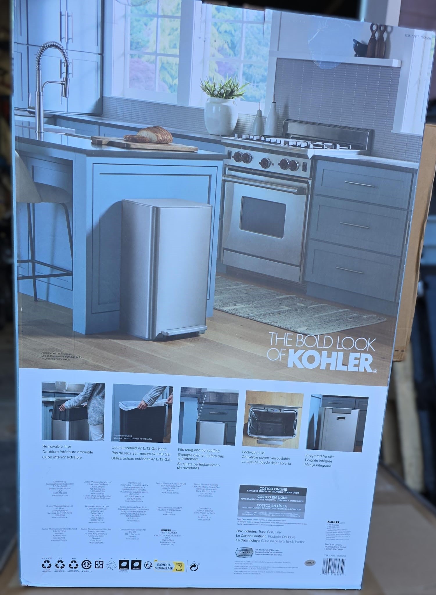 Kohler 47L Curved Step Trash Can