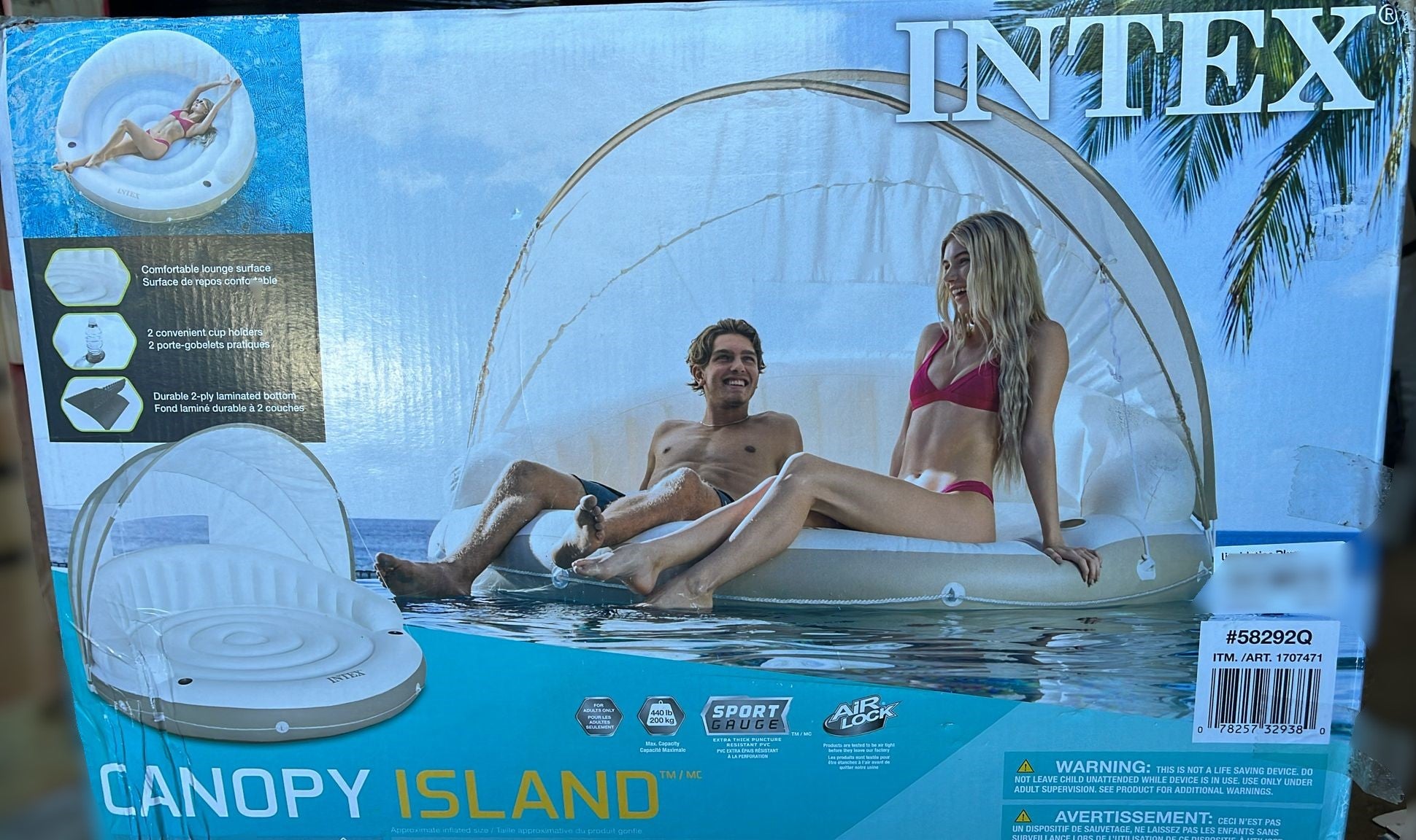 Inflatable Canopy Pool Island Float